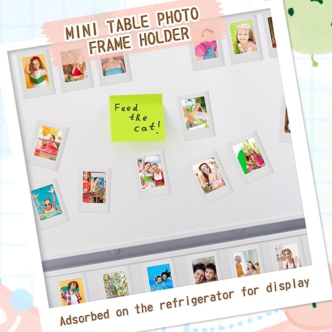 Suzile 30 Pack Mini Magnetic Picture Frames 2x3 Inch Picture Frames Small Table Picture Holder Compatible with Polaroid Fujifilm Instax Film Photos for Fridge Table Locker Whiteboard (White)