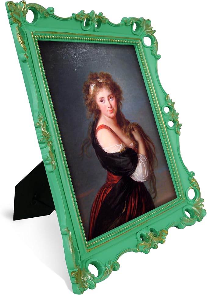 SIMON'S SHOP Vintage Picture Frame 8x10, Light Green Photo Frame, Resin Floral Frame for Wall or Tabletop Display