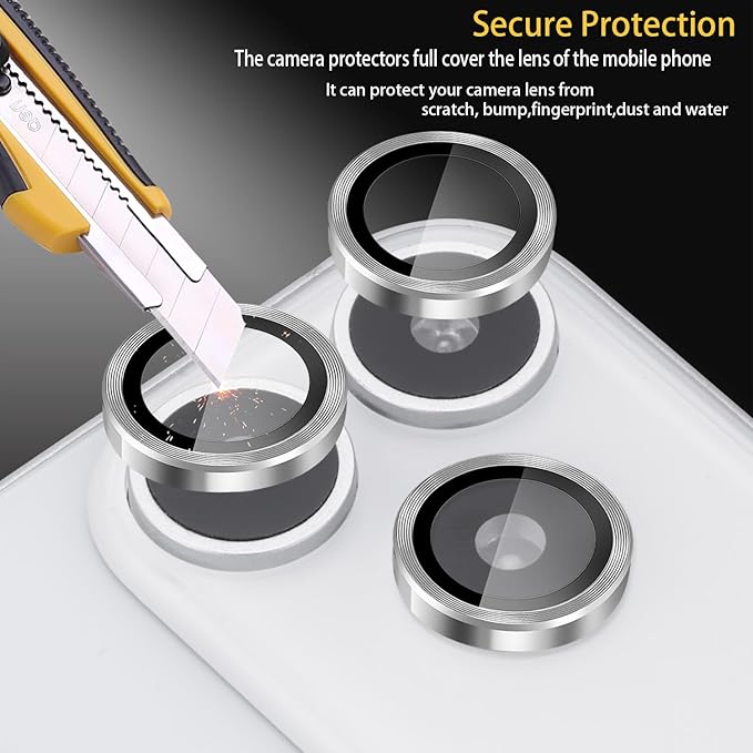 Camera Lens Protector for iPhone 17 Pro/17 Pro Max, Aluminum Alloy Tempered Glass Lens Protector with Installation Frame Fits for iPhone 17 Pro/17 Pro Max (Silver)