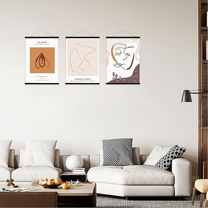 FALAMON 3 Pack Magnetic Poster Hanger Frame, 10x14 10x15 10x13 Magnet Poster Frame for Posters, Prints, Photos, Pictures, Maps, Scrolls, and Canvas Artwork (Black, 10")