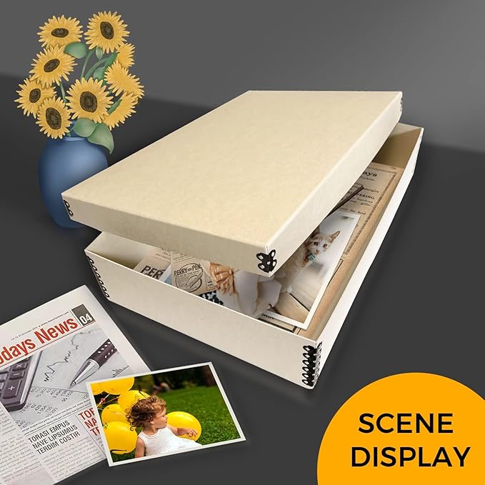 Golden State Art, Archival Storage Box, Acid-Free Drop Front Museum Box with Metal Edge for Storing Artwork Photos Documents Prints Arts and Crafts (11x17x3 Inches) Pack of 2