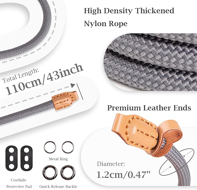VOVMOEYA Camera Strap Rope,Camera Neck Strap Shoulder Strap for Fujifilm X100VI X100V XS20 XT5 for A6000 A6100 A6400 A6700 A7IV for Canon EOS R6 R10 for Nikon D850 D5600 D7500 - Grey