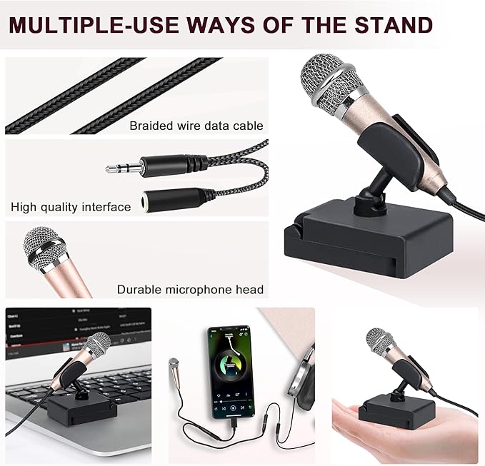 USB C Mini Microphone Karaoke, Portable ASMR Microphone for Android Phone/iPhone 15/Laptop/Mac, Wired Mic for Voice Recording, Singing, Interviews, Vlogs, YouTube, TIK Tok (Rose Gold)