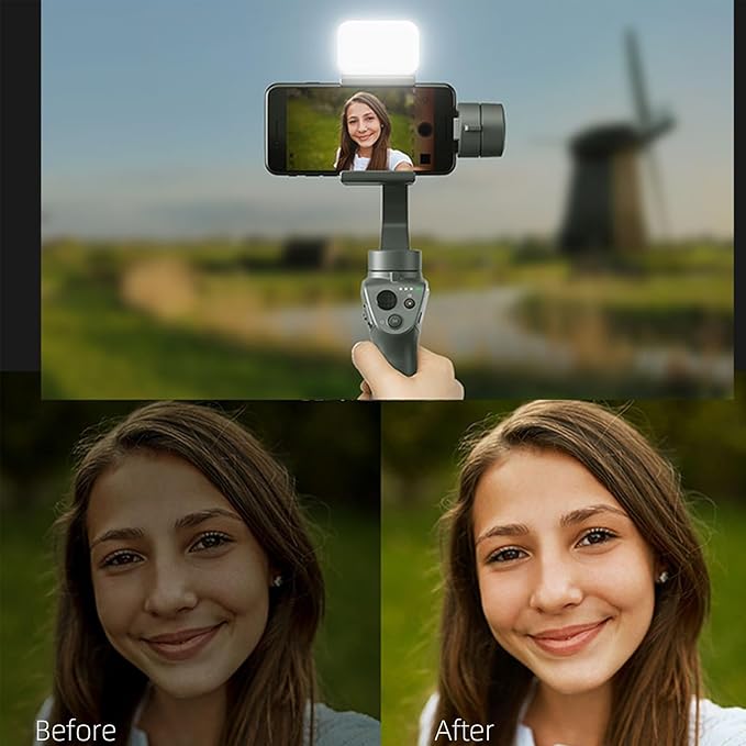 Fotorgear Universal Magnetic Selfie Light for All Smartphones & Gimbals, Slim LED Vlog Fill Light with 3 Color modes, Compatible with iPhone DJI, Insta360