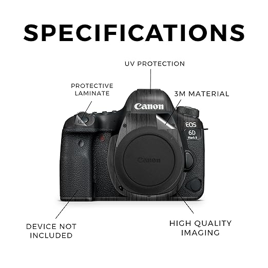 Camera Skin Compatible with Canon EOS 6D Mark II Camera (2017) - Black Wood - Premium 3M Vinyl Protective Wrap Decal Cover - Easy to Apply | Crafted in The USA by MightySkins