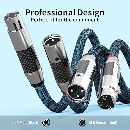 Monosaudio 17AWG Audiophile XLR Cables OFC Silver Plated Pair Female to Male Balanced Interconnect Cable Signal Cord Speaker Cables for Audio,Speakers,Subwoofers,Turntable,Amplifier,DAC(1M/3.3Ft)