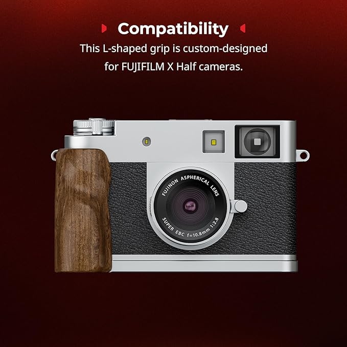 SMALLRIG X Half Wooden L-Shaped Mount Plate for FUJIFILM, L Plate with Ergonomic Wood Side Handle, Includes Hot Shoe Cover (Silver) - 5223