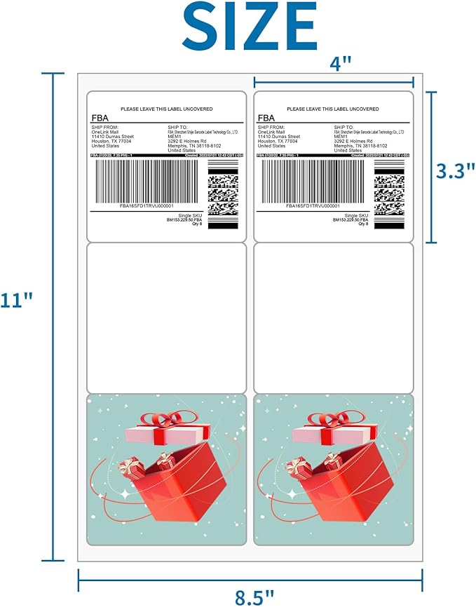 [30 Sheets 180 Labels] Shipping Labels 3 1/3"x4" Printable White 6 up Labels for Laser/Inkjet Printers, Mailing FBA Address Label Sticker Paper - Permanent Adhesive Label Blank