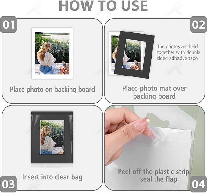 Golden State Art, Acid-Free, Pack of 25, 8x10 Black Picture Mats Mattes with White Core Bevel Cut for 5x7 Photo + Backing + Bags