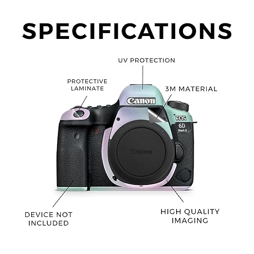 Glossy Glitter Camera Skin Compatible with Canon EOS 6D Mark II Camera (2017) - Cotton Candy - Premium 3M Vinyl Protective Wrap Decal Cover - Easy to Apply | Crafted in The USA by MightySkins
