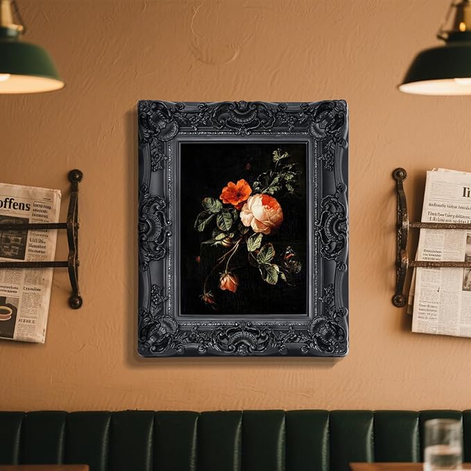 12x16 Black Frame,Gothic Ornate Large Picture Frame for Vintage Wall Hanging,Home Decor,Photo Display,Art