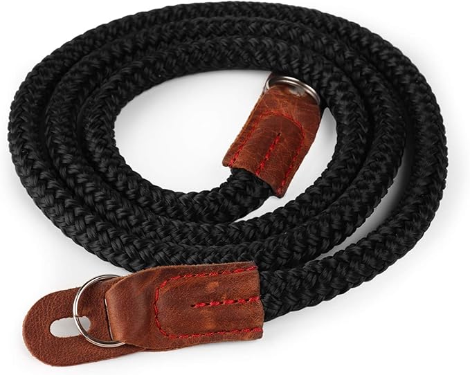 MegaGear SLR, DSLR Sierra Series Genuine Leather Camera Shoulder or Neck Strap, Black, Large - 100cm/39inc