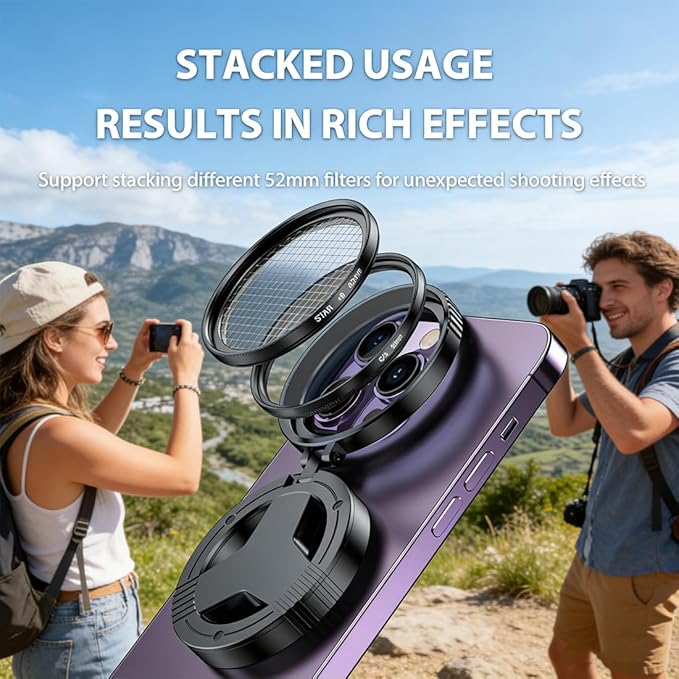 Anti-Glare Magnetic Phone Filter – Reduces Unwanted Reflections & Enhances Colors, 52mm Anti Glare Magnetic Phone Filter for Clear Photos, Quick Mount Foldable Polarizing Lens for iPhone (2)