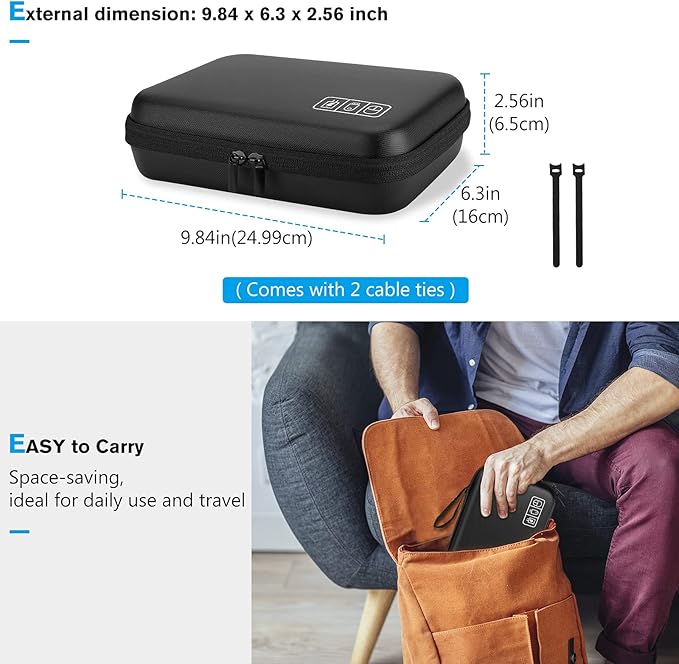 ProCase Hard Travel Electronic Organizer Case Bundle with Hard Carrying Case for 2025 SanDisk Extreme Pro Portable SSD