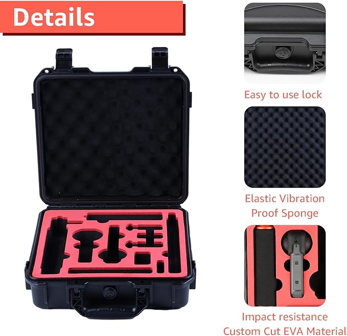 Drogear Waterproof Hard Case for Insta360 X5 Essentials Bundle/X4/X3 | Holds Up to 6 Batteries | Shockproof & Dustproof Protection | Fits Floating Hand Grip, Selfie Stick, Lens Guards & Accessories