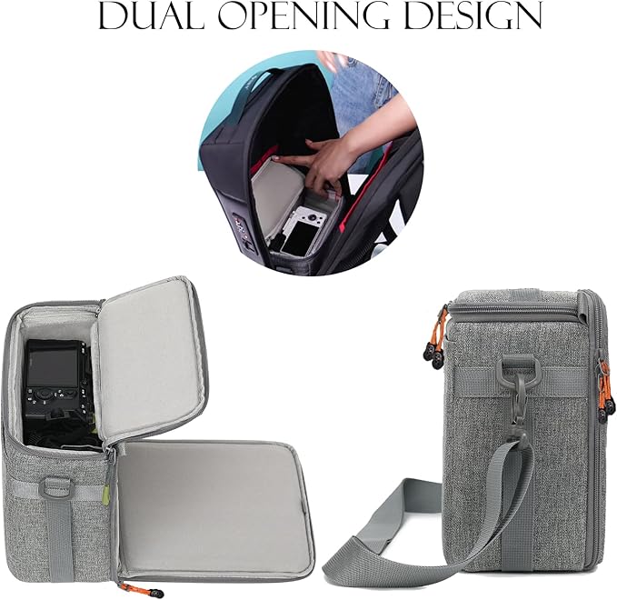 svatin Mini SLR Camera Insert Bag,Shockproof &Pressure-proof Dual Opening Camera Lens Cube Case Bag,Digital DSLR Mirrorless Cameras Accessories Storage Pouch Compatible for Canon,Sony,Fuji (XXS Gray)