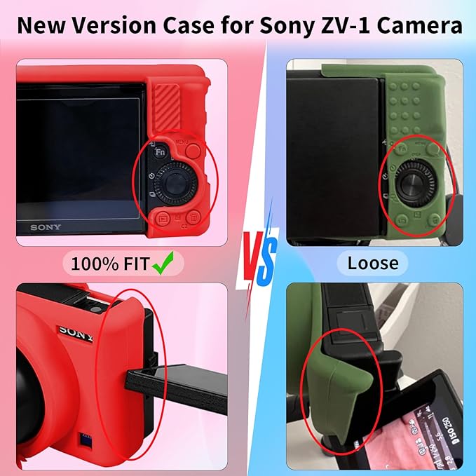 Camera Case for Sony ZV-1, ZV1 Camera Cover Silicone Camera Sleeve Body Skin Protective Case with Removable Lens Cap for Sony ZV 1 Digital Camera, Red