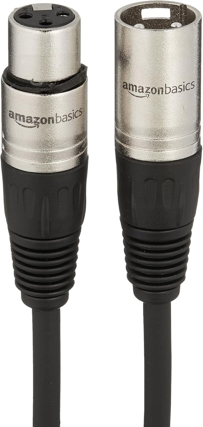 Amazon Basics XLR Microphone Cable for Speaker or PA System, All Copper Conductors, 6MM PVC Jacket, 25 Foot, Black