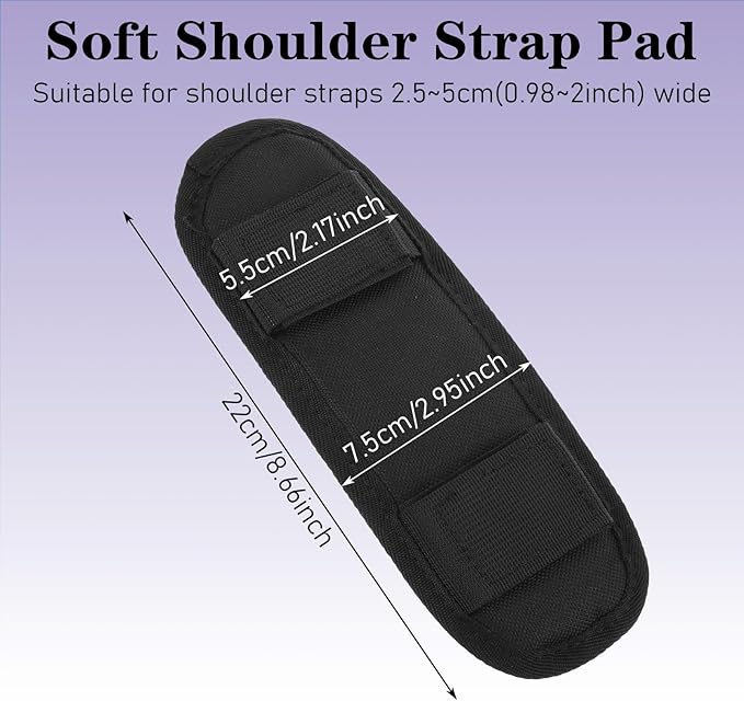 Soft Shoulder Pads for Backpack Straps - Breathable & Adjustable Cushion Pad Fits Laptop Bag, Travel Bag, Camera Strap (Black)