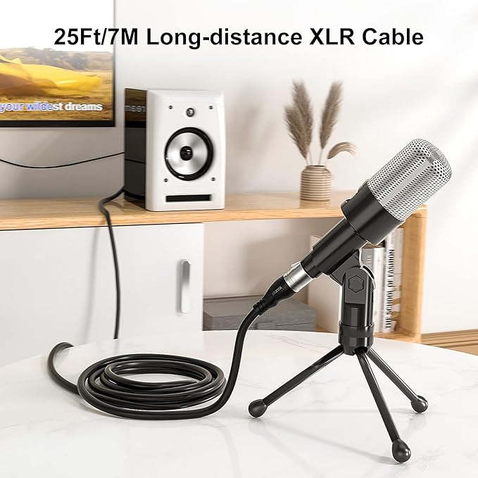 EBXYA XLR Cable 25 Ft 2 Packs - Premium Microphone Cable Patch Speaker Cable 3-Pin XLR Male to Female, Black