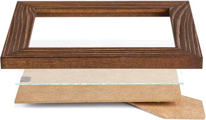 Rustic Wooden Picture Frame 4x6 Inch - Set of 2-100% Natural Eco Barn Wood with Real Glass - Made for Wall Hanging and Tabletop Display - Honey Brown
