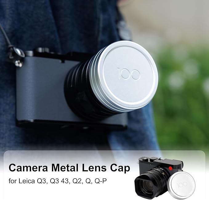 JJC Lens Cap for Leica Q3 Q3 43 Q2 Q Q-P, with '100' Imprint for Leica's 100 Anniversary, QP Digital Camera Lens Protective Cover with Soft Fabric Interior, Dustproof & Scratch-Resistant