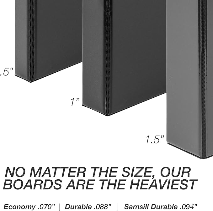 Samsill Durable 2 Inch Binder, Made in the USA, Round Ring Customizable Clear View Binder, Black, 4 Pack (MP48460)
