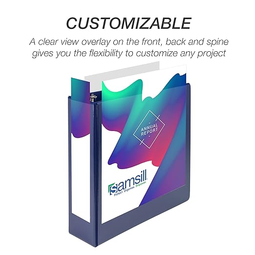 Samsill Durable 3 inch 3 Ring Binder, Made in USA, D Ring Binder, FSC 100% Recycled Chipboard, Blue