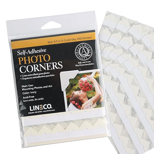 Lineco, Self Adhesive Photo Corners, Archival Quality Acid-Free, 0.5 Inch, Color Ivory (Pack of 252, Set of 1)