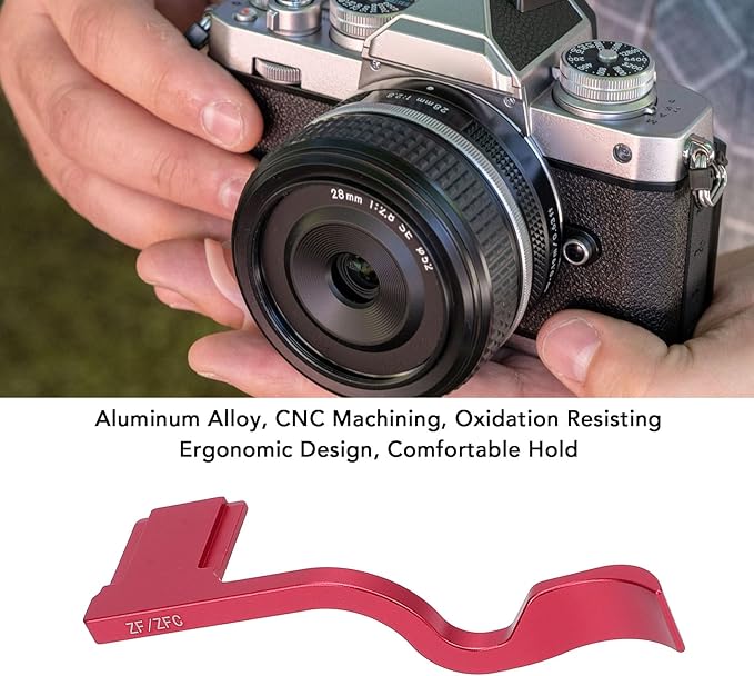 Thumb Up Grip for ZFC ZF, Aluminum Alloy Handle Grip Hand Thumb Rest, Hot Shoe Thumb Support for Comfortable & Secure Hold - Snap on (Red)