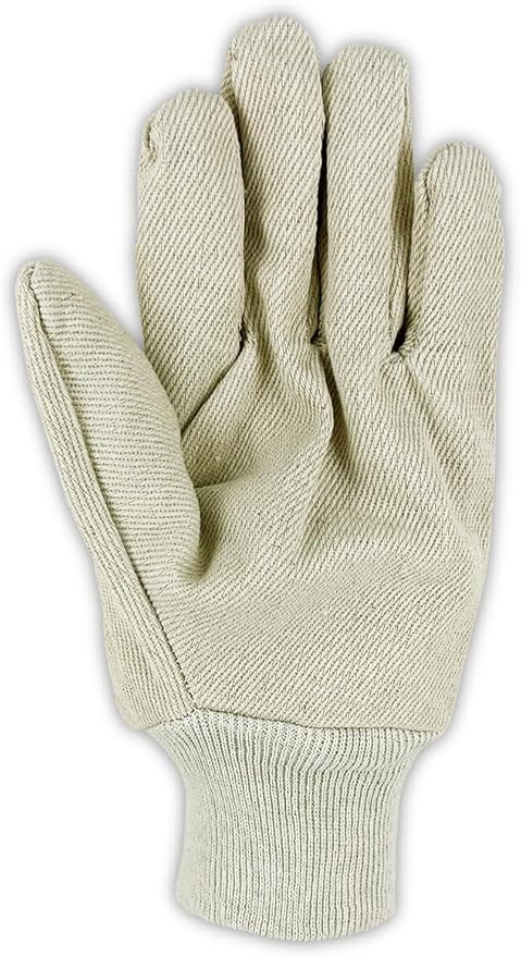 MAGID MultiMaster Cotton Clute Pattern Canvas Chore Gloves, 12 Pairs, Knit Wrist Cuff, Natural, T123