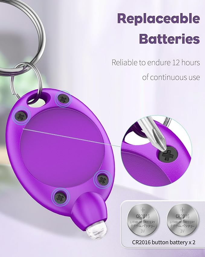 Uniclife 5 Pack Mini UV LED Keychain Flashlight Portable Purple Light Detector for Currency 10 Lumen LED Keychain Light Battery Powered Fluorescent Torch for Pet Urine Scorpion Passport