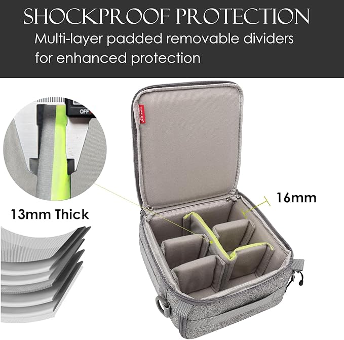 Mini SLR Camera Insert Bag,Shockproof &Pressure-proof Dual Opening Camera Lens Cube Case Bag,Digital DSLR SLR Mirrorless Cameras Accessories Storage Pouch Compatible for Canon,Sony,Fuji (XXXS)