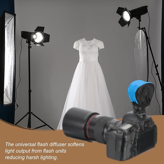 PATIKIL 3.7" x 3.5" Soft Mini Flash Diffuser Cap, 2 Pack Universal Elastic Flash Diffuser Cover for DSLR Camera Flashlight, Blue