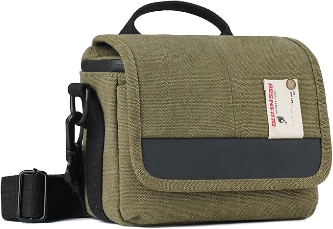 Besnfoto Camera Bag Small Crossbody Camera Shoulder Bag Purse Waterproof Canvas Cute Compact Camera Messenger Bag Case for Mirrorless DSLR SLR Women and Men