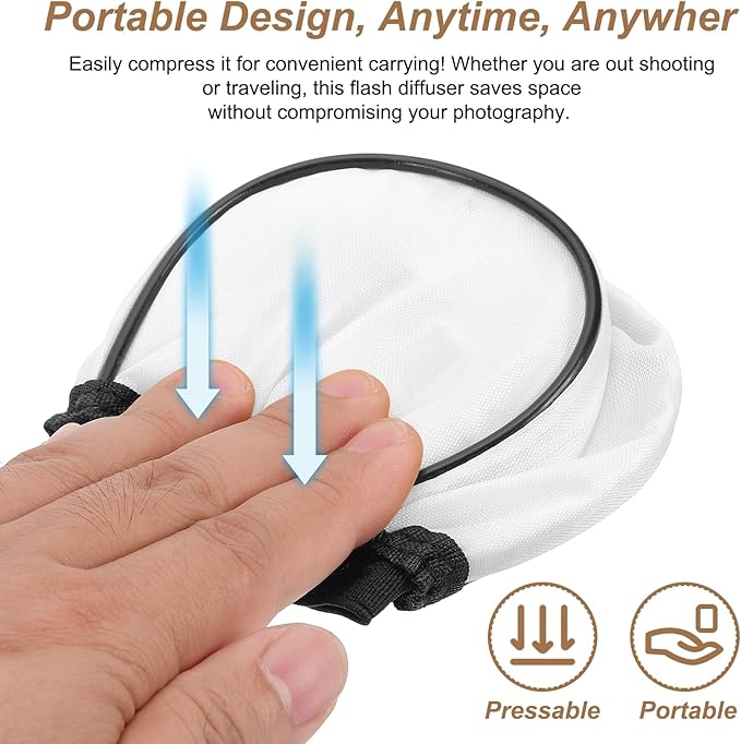PATIKIL 3.5" x 3.7" Soft Mini Flash Diffuser Cap, 2 Pack Universal Elastic Flash Diffuser Cover for DSLR Camera Flashlight, White