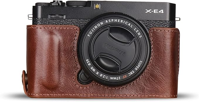 MegaGear Ever Ready Genuine Leather Camera Half Case Compatible with Fujifilm X Series X-E4,Brown,MG1982