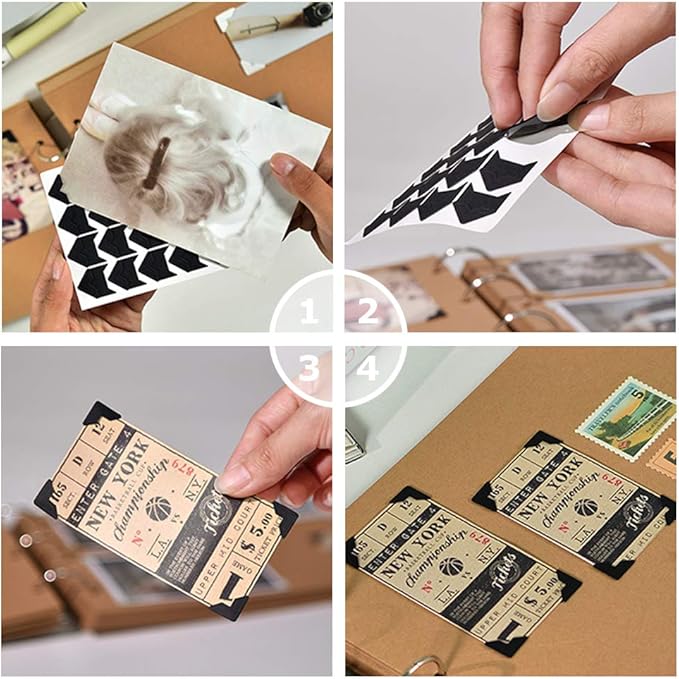 Photo Corners Self Adhesive Stickers for DIY Scrapbook, Photo Album, Trip Journal, Memory Book or Dairy (240 Pieces Multicolored)