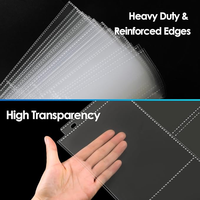 MaxGear 30 Pack 4x6 Photo Sleeves for 3 Ring Binder (180 Pictures), Heavy-Duty Archival Page Protectors, 3-Pocket Clear Photo Album Refill Pages, Plastic Seed Binder Pages 8.5x11, Postcard Sleeves