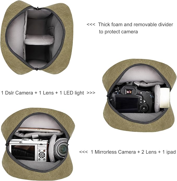 TULLIO Camera Bag Small, Crossbody Camera Bag Purse Waterproof Canvas Shoulder Photo Case Photography Sling Bag for Mirrorless or DSLR SLR