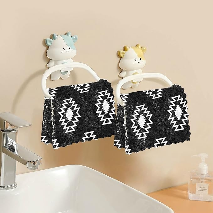 CaTaKu Geometric Ethnic Boho Kitchen Dish Cloths, 6 Pack Reusable Dish Rags for Washing Dishes, Microfiber Cleaning Cloths Dish Towels Washcloths for Kitchen Drying