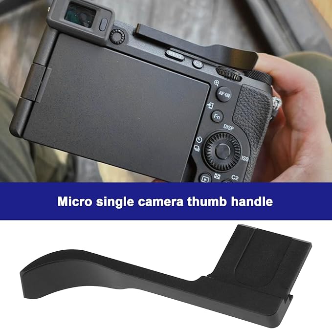 Camera Thumb Handle 1/4 in Screw Thumb Up Grip Metal Cold Shoe Up Rest Handle Aluminum Alloy Compatible with Sony A7C Camera Upgrade Accessories, Black