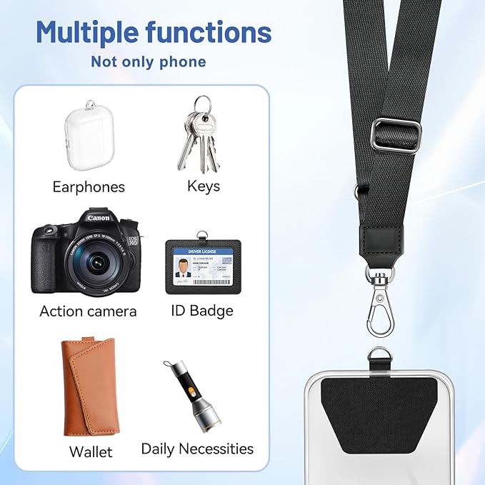 Doormoon Phone Lanyard, Universal Adjustable Neck Strap for Phone Case Keys ID Badges Cell Phone Lanyard Compatible with iPhone, Samsung, Most Smartphones, 2 Pack, Black Light Purple