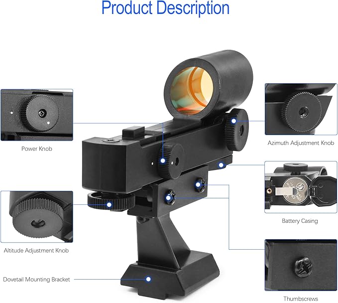 Astromania StarPointer Finderscope for Astronomical Telescopes Reflex Viewfinder, Red Dot Finder Scope Sight Telescope Accessories with Slide-in Bracket Compatible for Universal Dovetail Mounting Base