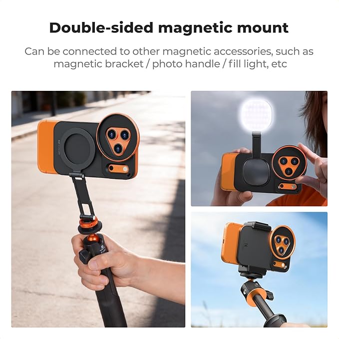 K&F CONCEPT Double-Sided Magnetic Lens Filter Mount Adapter, Compatible with iPhone 17 Pro and 58mm Threaded Filters, iPhone Filter Mount (Filter Not Included)