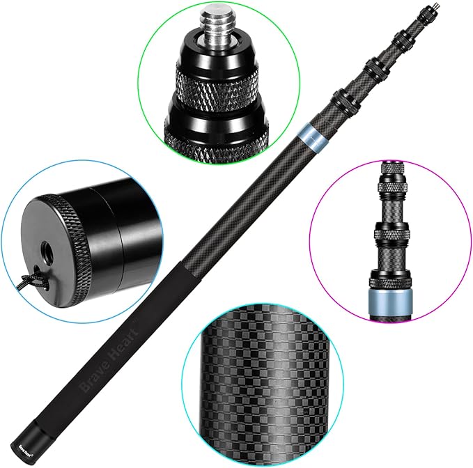 118 Inch/3m Carbon Fiber Invisible Extension Selfie Stick for Insta360 Insta 360 X5/X4/X3/X2/ONE RS Action Camera Accessories (Blue)