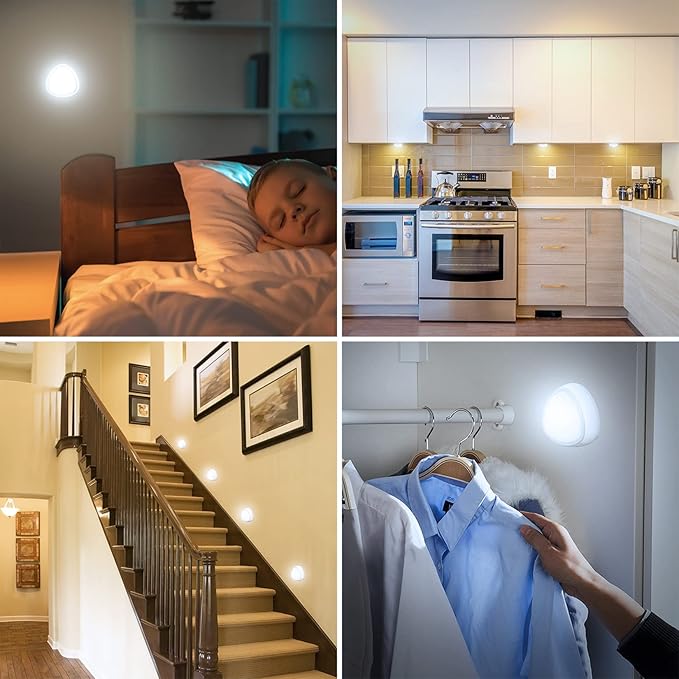 EverBrite Tap Light, LED Puck Lights, Wireless Push Lights, Remote Controlled Closet Lights with 12 RGB Colors, Perfect for Under Cabinet, Closets, Pantry, with 18 AAA Batteries, 6-Pack
