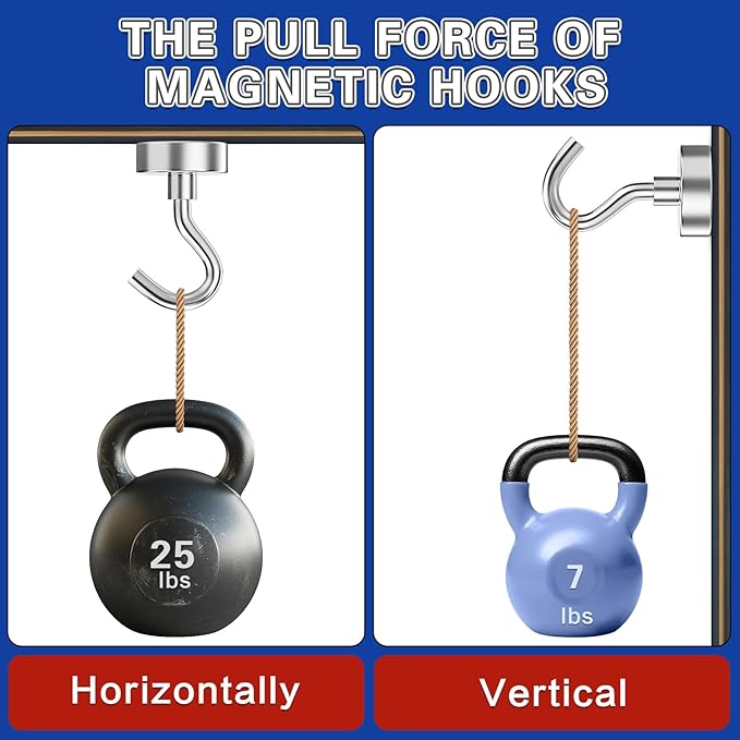 Junarter Magnetic Hooks, 40 Pack Magnetic Hooks for Cruise Cabins, 25lbs Magnet Hooks, Strong Magnetic Hook Heavy Duty, Magnets with Hook, Metal Magnetic Hook for Hanging, Refrigerator, Grill