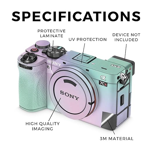 Camera Skin Compatible with Sony Alpha 7CR Camera (2023) - Cotton Candy - Premium 3M Vinyl Protective Wrap Decal Cover - Easy to Apply | Crafted in The USA by MightySkins
