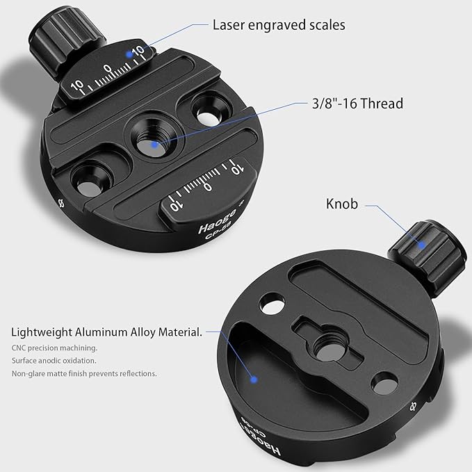 Haoge CP-58 58mm Screw Knob Quick Release Clamp Adapter Mount for Quick Release QR Plate Camera Tripod Ballhead Monopod Ball Head Fit Arca Swiss